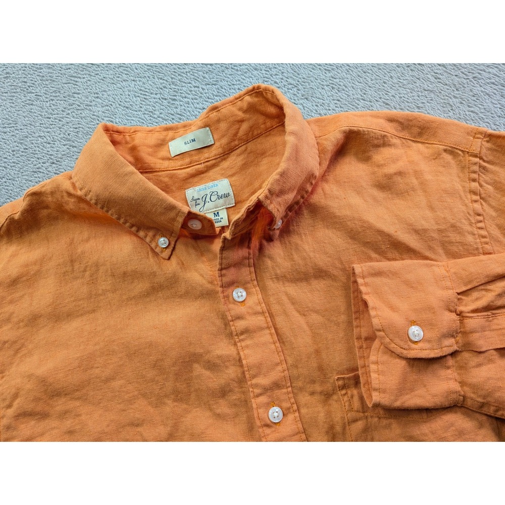 J.Crew Baird McNutt Irish Linen Slim Fit Shirt Orange BE558 Mens Medium